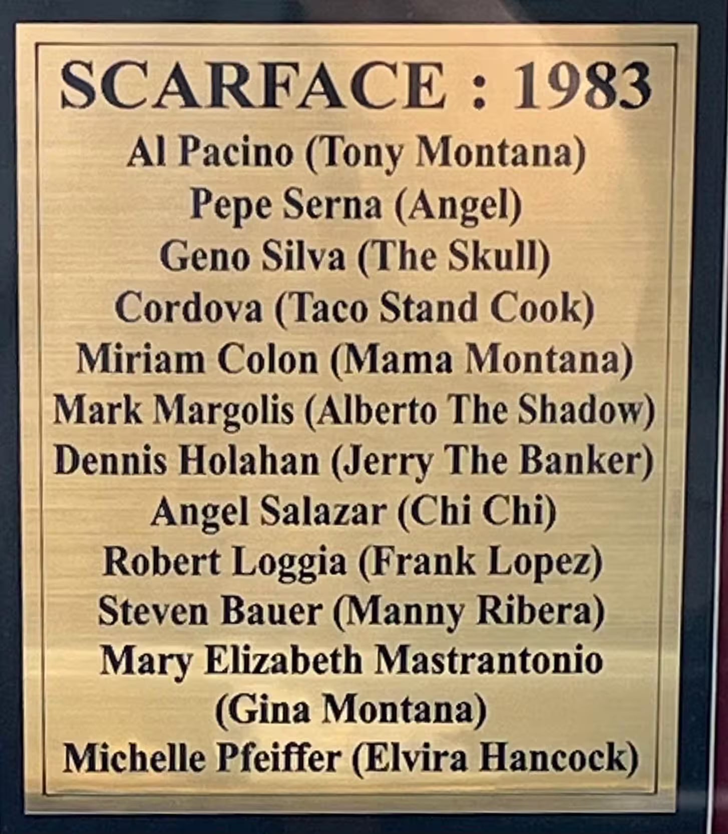 Scarface Cast Signed Shadowbox Display with Prop Gun Certified Signatures
