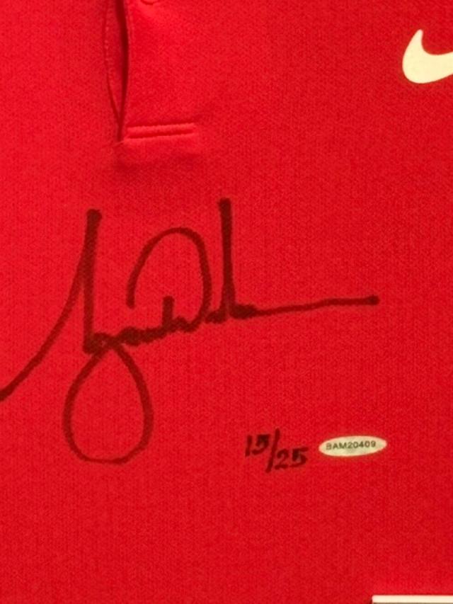 Tiger Woods Signed RED Sunday NIKE Collared Shirt Framed UDA Upper Deck