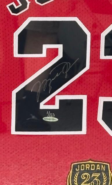Michael Jordan Signed LE of 23 made Retirement Patch Jersey UDA Framed
