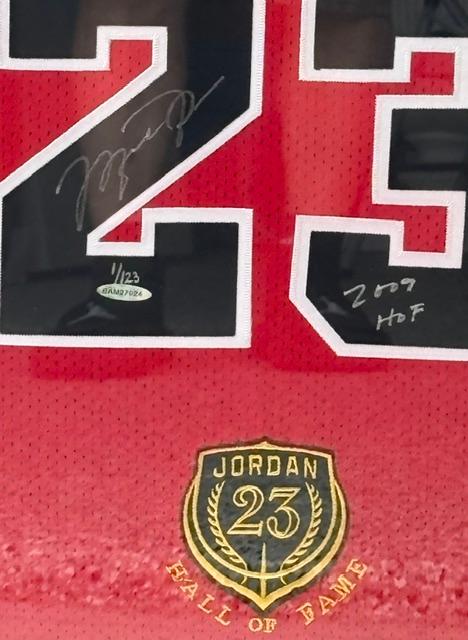 Michael Jordan Signed LE of 23 made Retirement Patch Jersey UDA Framed