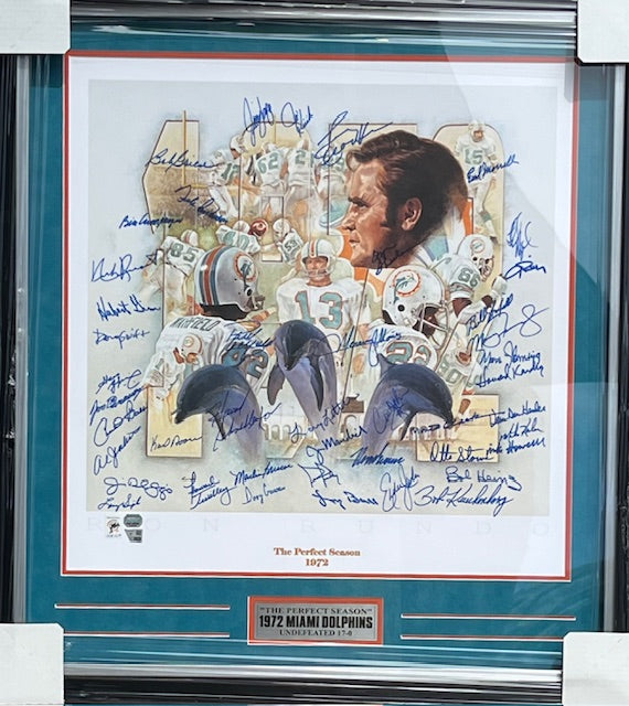 1972 Miami Dolphins Team Signed Litho custom framed Fanatics Certified