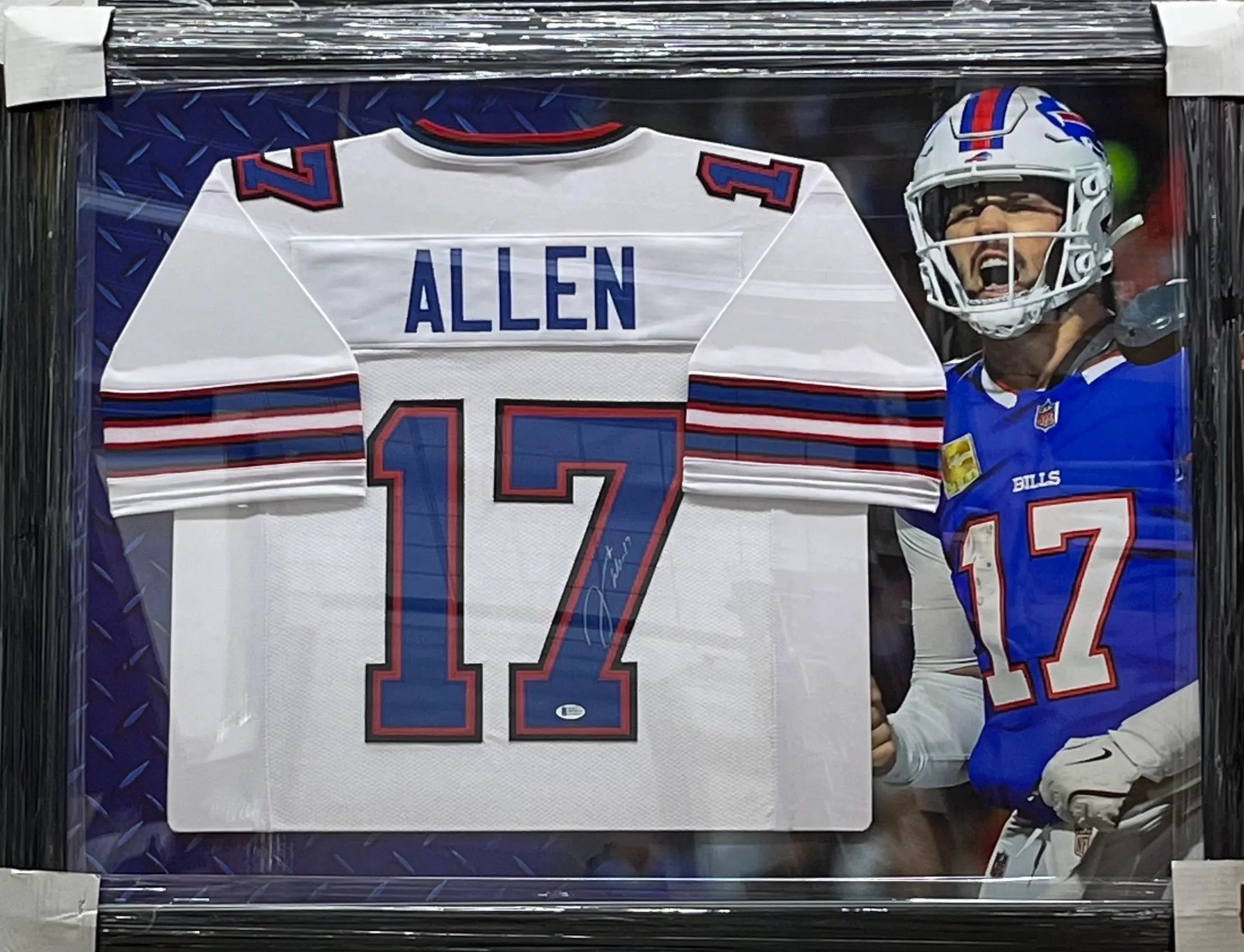 Josh Allen Signed Buffalo Bills Pro Authentic Jersey. Custom Framed Beckett Certified