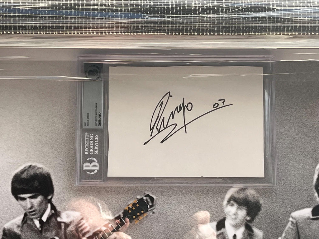 THE Beatles group signed Collage Shadowbox Certified Signatures