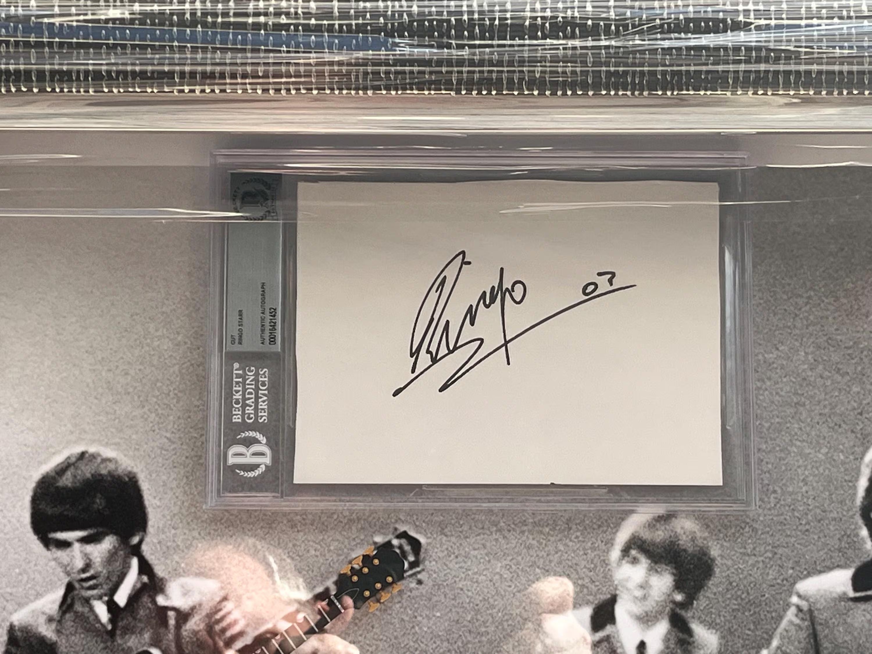 THE Beatles group signed Collage Shadowbox Certified Signatures