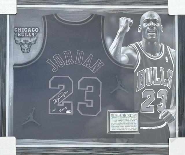 Michael Jordan Signed BLACK-OUT Jersey LE Upper Deck Authenticated UDA Custom Framed