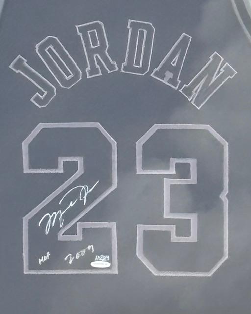 Michael Jordan Signed BLACK-OUT Jersey LE Upper Deck Authenticated UDA Custom Framed