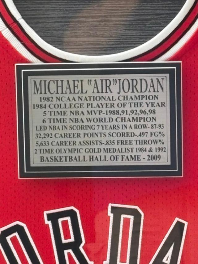 Michael Jordan Signed Red Chicago Bulls Jersey Custom Framed UDA Upper Deck Authenticated