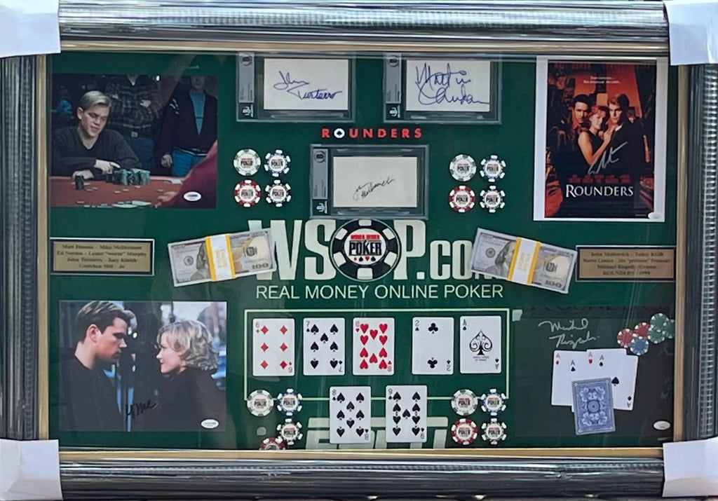 Rounders Cast  Signed Shadowbox Display PSA Beckett ACOA Certified