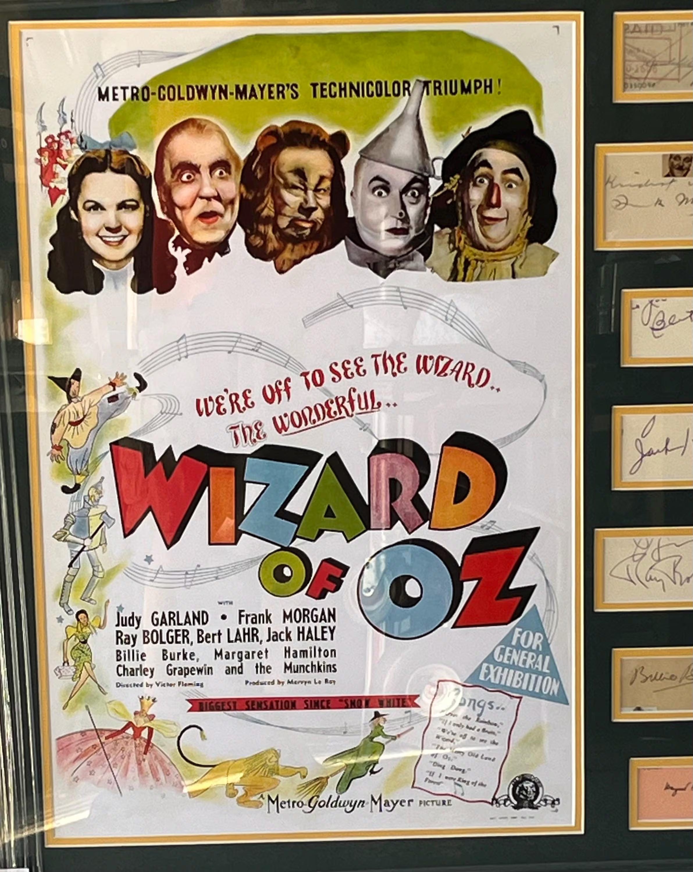 Original Wizard of Oz Cast Signed Collage Custom Framed Garland +