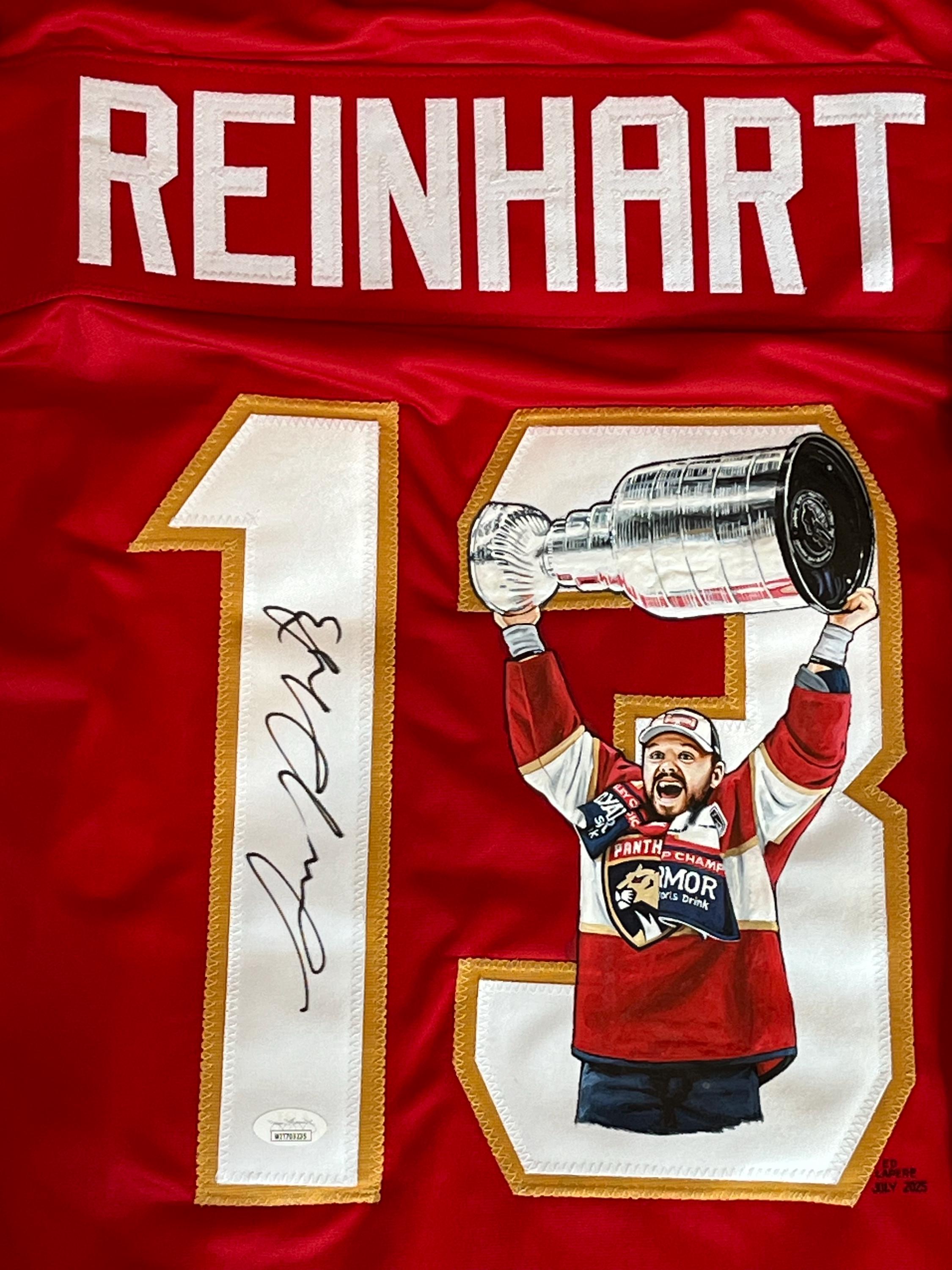 Sam Reinhart Signed jersey with custom hand painted photo. JSA Certified