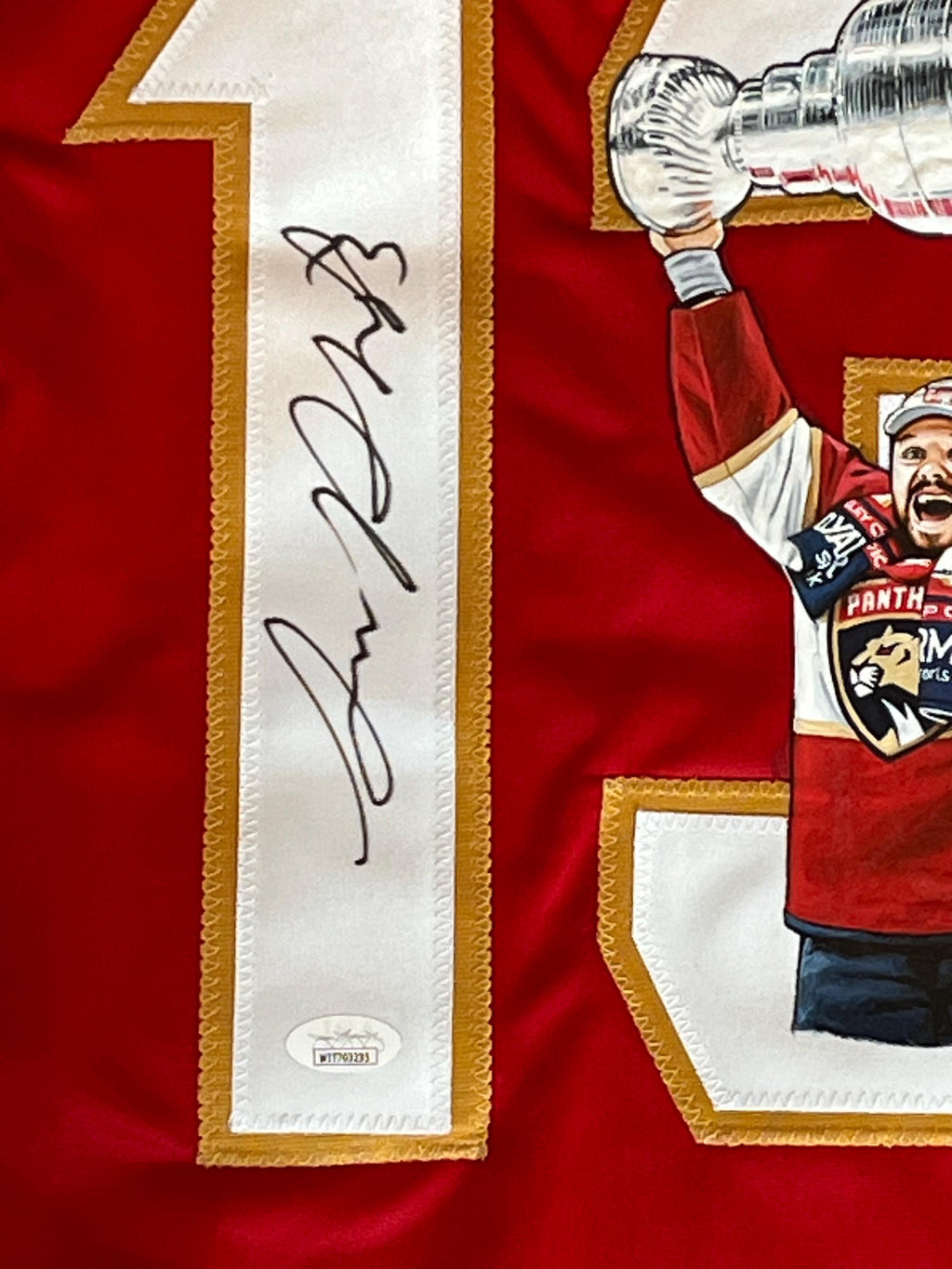 Sam Reinhart Signed jersey with custom hand painted photo. JSA Certified