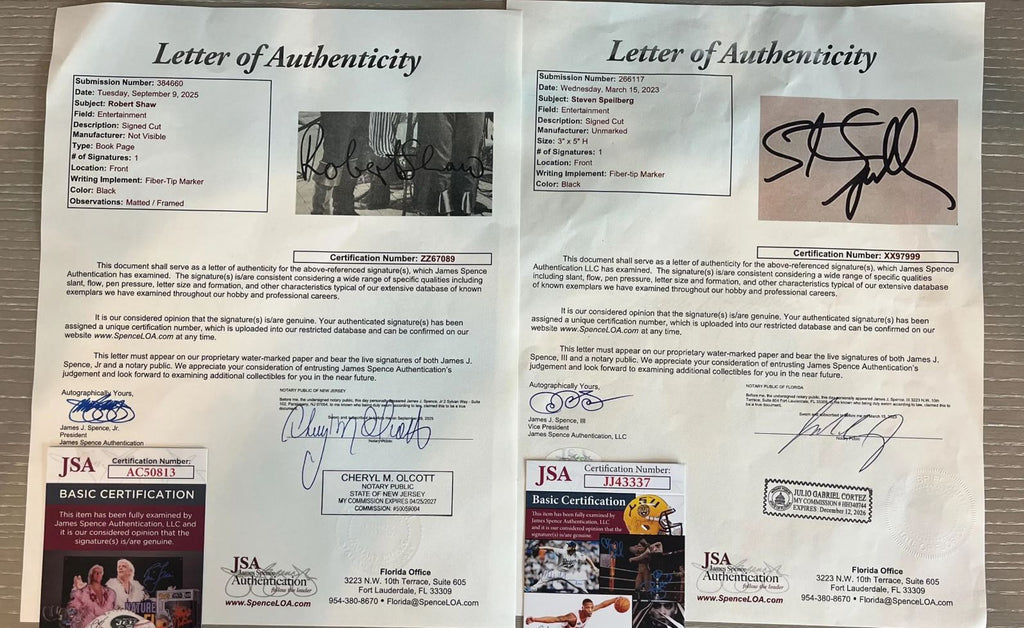 Jaws Cast Signed collage custom Framed