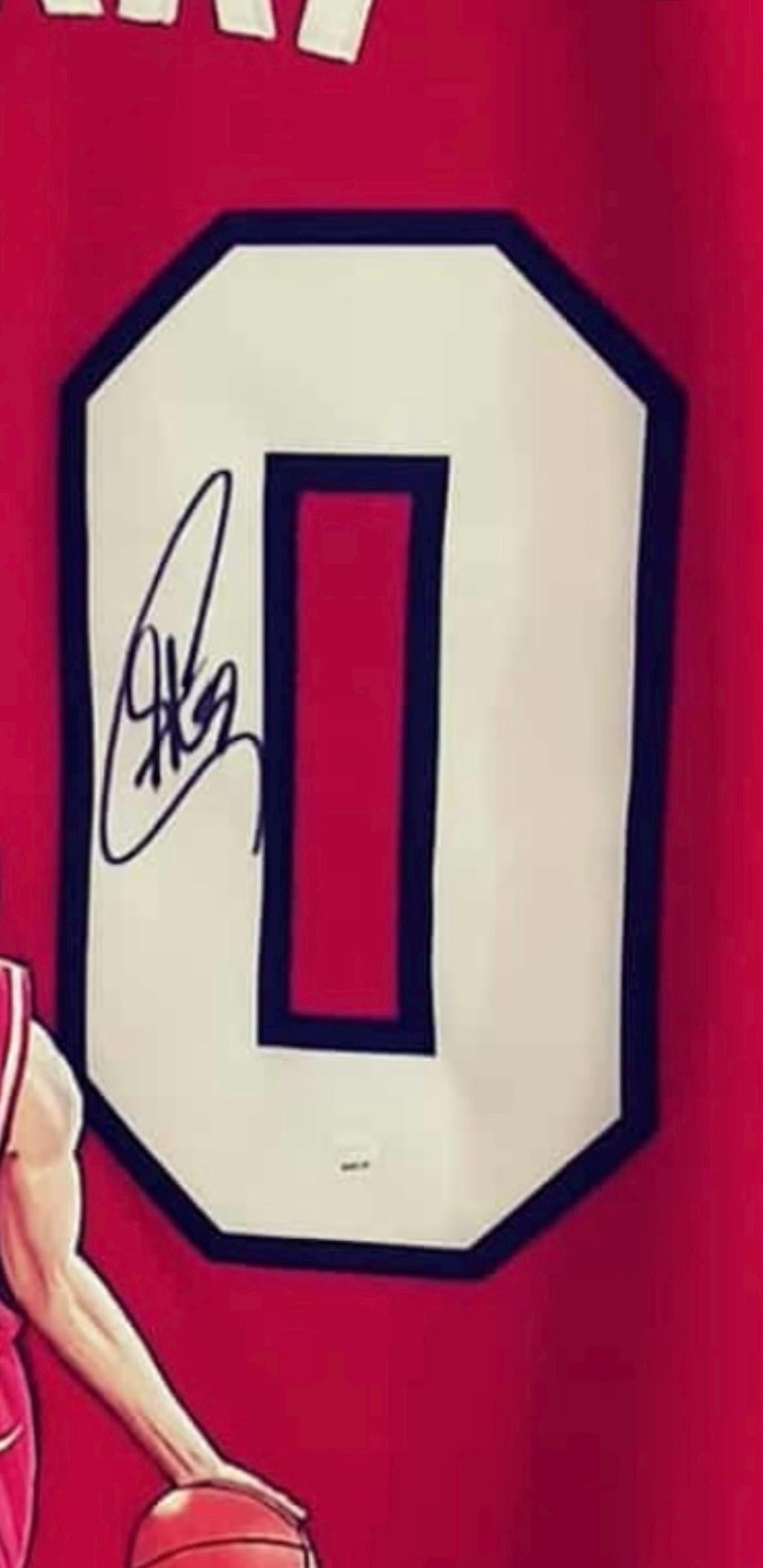 Stephen Curry Signed Jersey with Hand Painted Photo. JSA Certified
