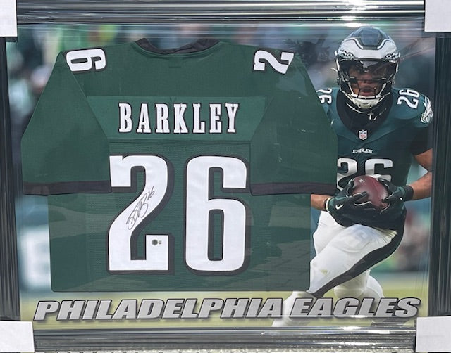 Sequon Barkley Signed Pro Authentic Jersey Custom Framed Beckett Certified