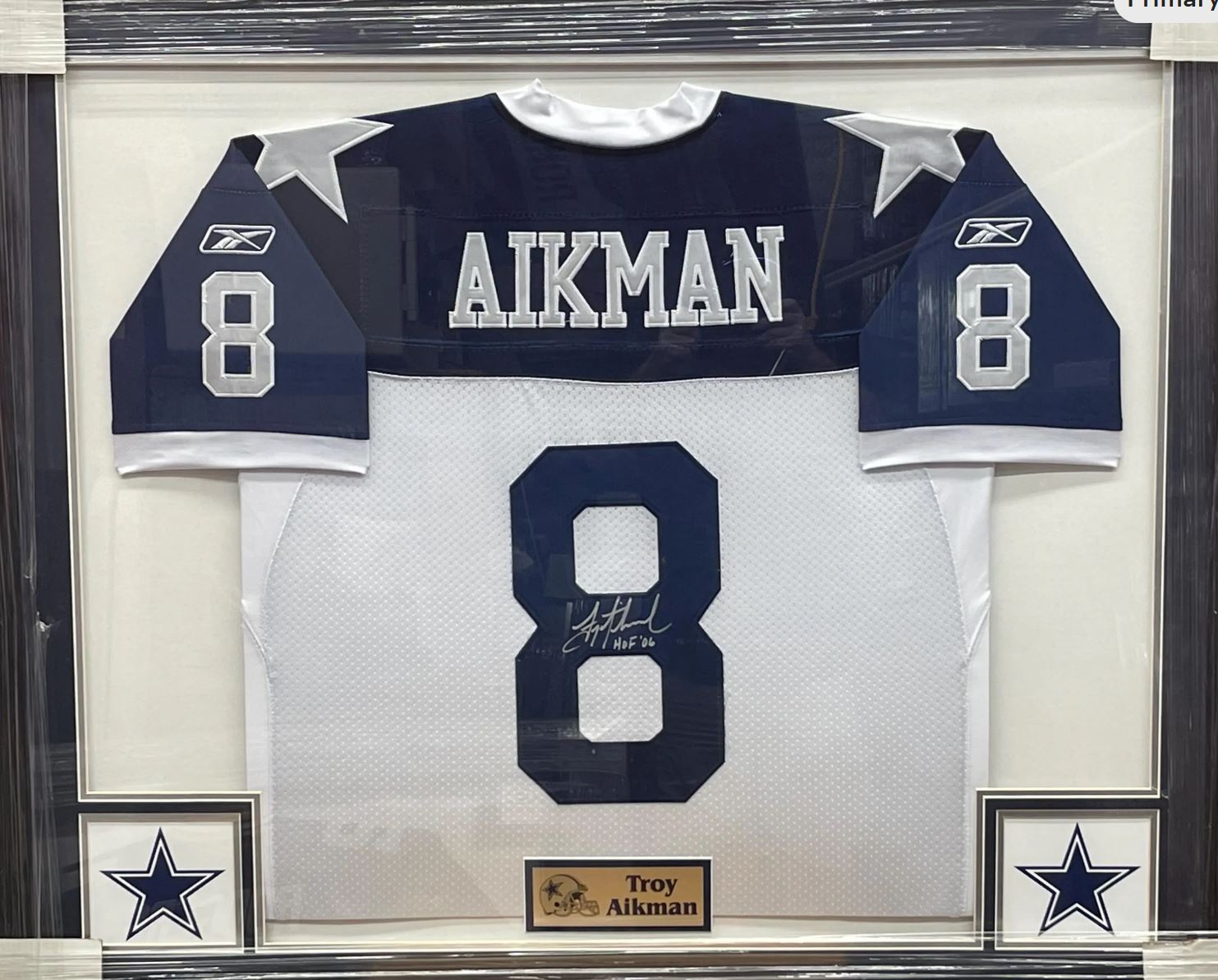 Troy Aikman Signed Dallas Cowboys Pro Authentic Jersey. Custom Framed