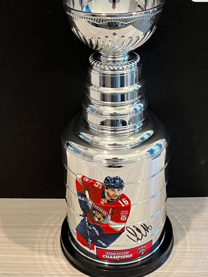 Alexander Barcov Signed Replica Mini Stanley Cup with custom hand painted photo. JSA Certified