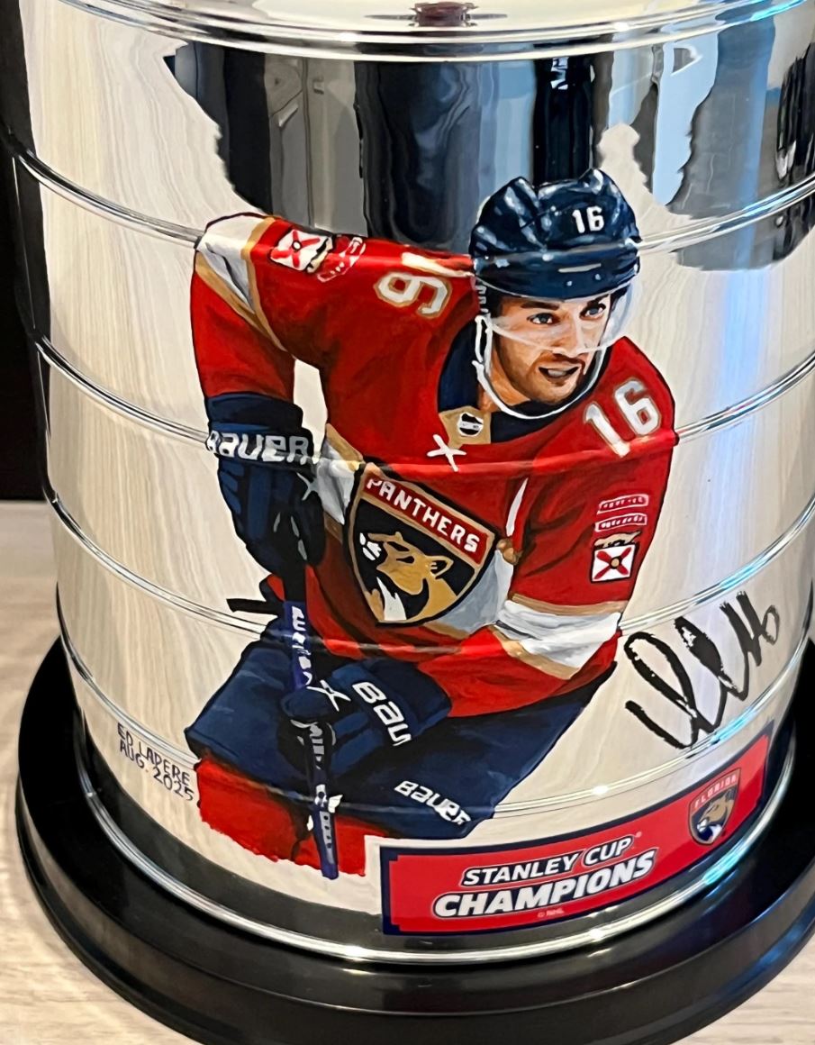 Alexander Barcov Signed Replica Mini Stanley Cup with custom hand painted photo. JSA Certified