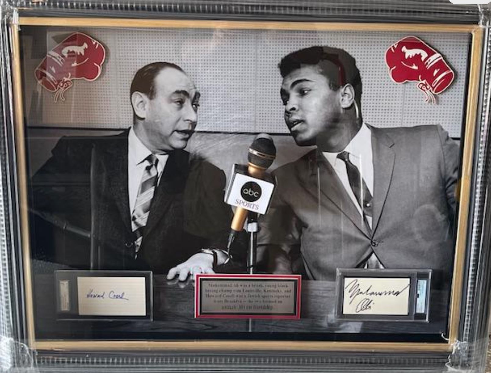 Muhammad Ali & Howard Cosell Signed Shadowbox frame display Certified