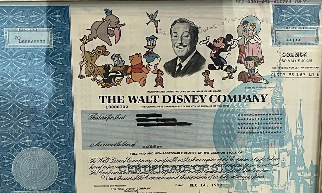 Walt Disney Signed Check collage certified by PSA/DNA. custom framed