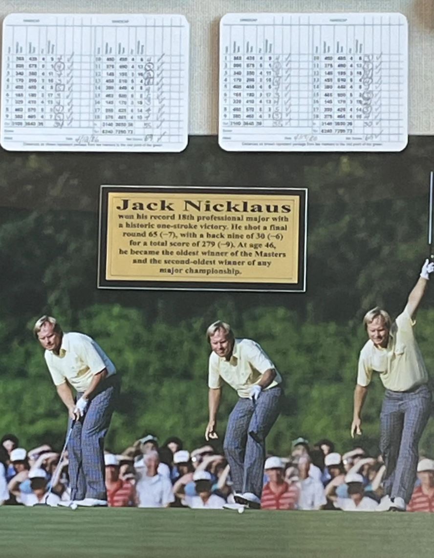 Jack Nicklaus Signed Masters Flag Shadowbox Display Beckett Certified