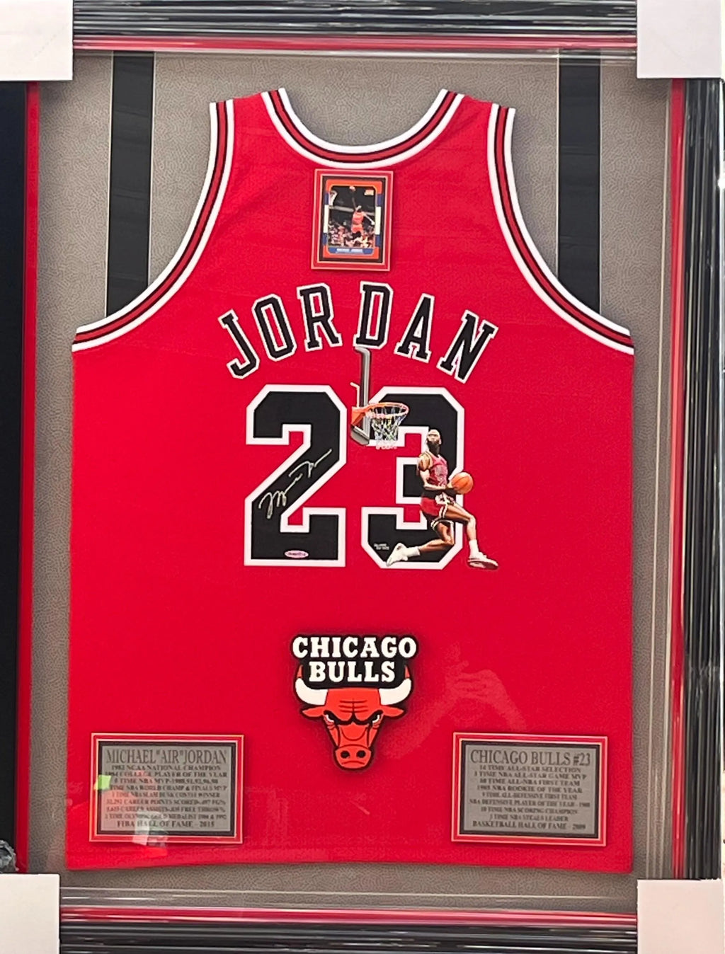 Michael Jordan Signed UDA Jersey with Hand Painted Photo