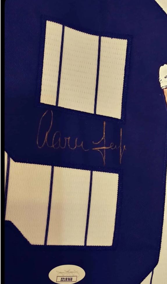 Aaron Judge Signed Jersey with hand painted photo. JSA Certified