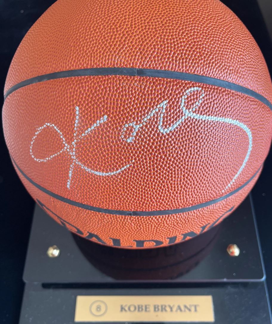 Kobe Bryant Signed NBA Authentic Leather Basketball. JSA Authentication with Display Case