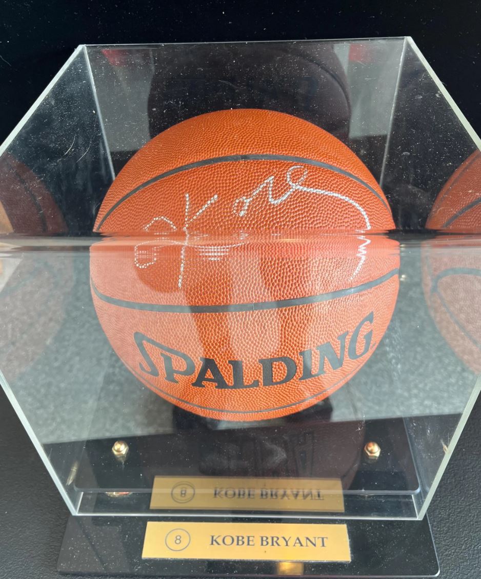Kobe Bryant Signed NBA Authentic Leather Basketball. JSA Authentication with Display Case