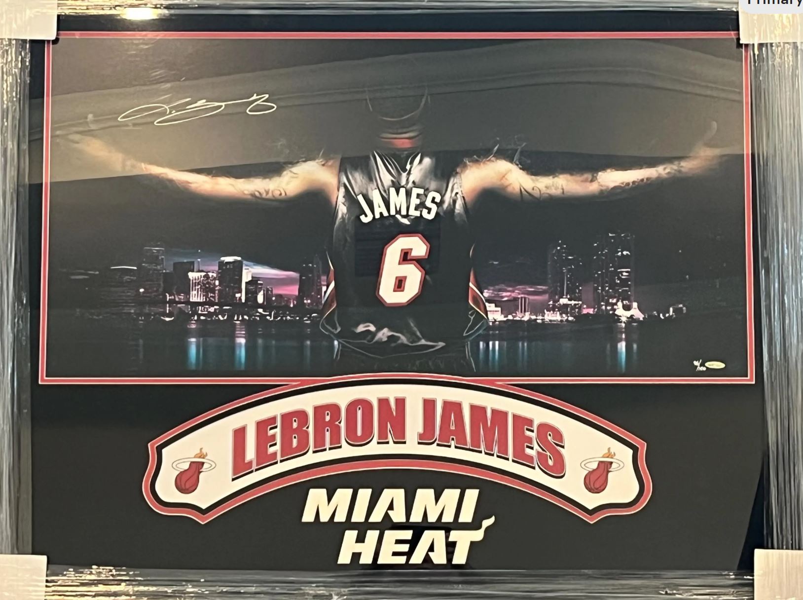 LeBron James Signed jumbo photo custom framed. UDA Upper Deck Authentocated Certified