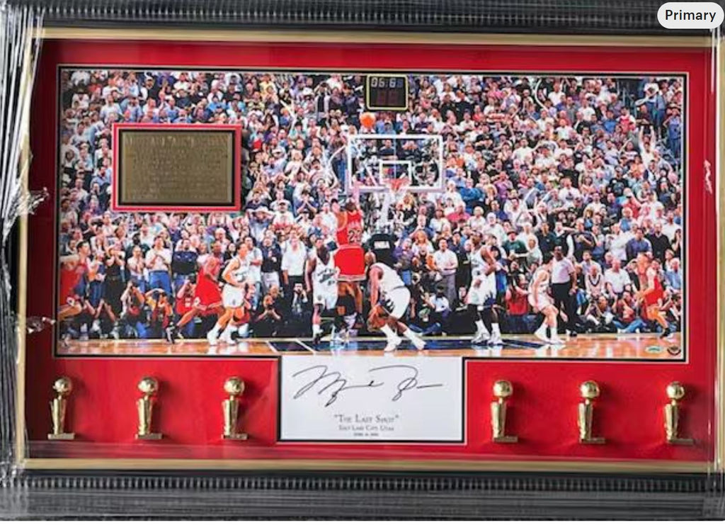 Michael Jordan Signed Last Shot Photo UDA Certified Custom Frame