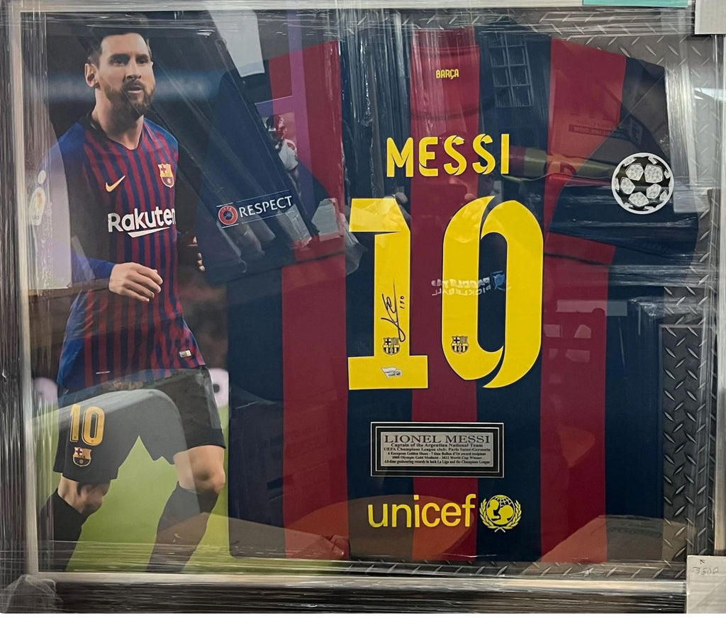 Barcelona  Pro Authentic Jersey Signed by Lionel Messi. Custom Framed
