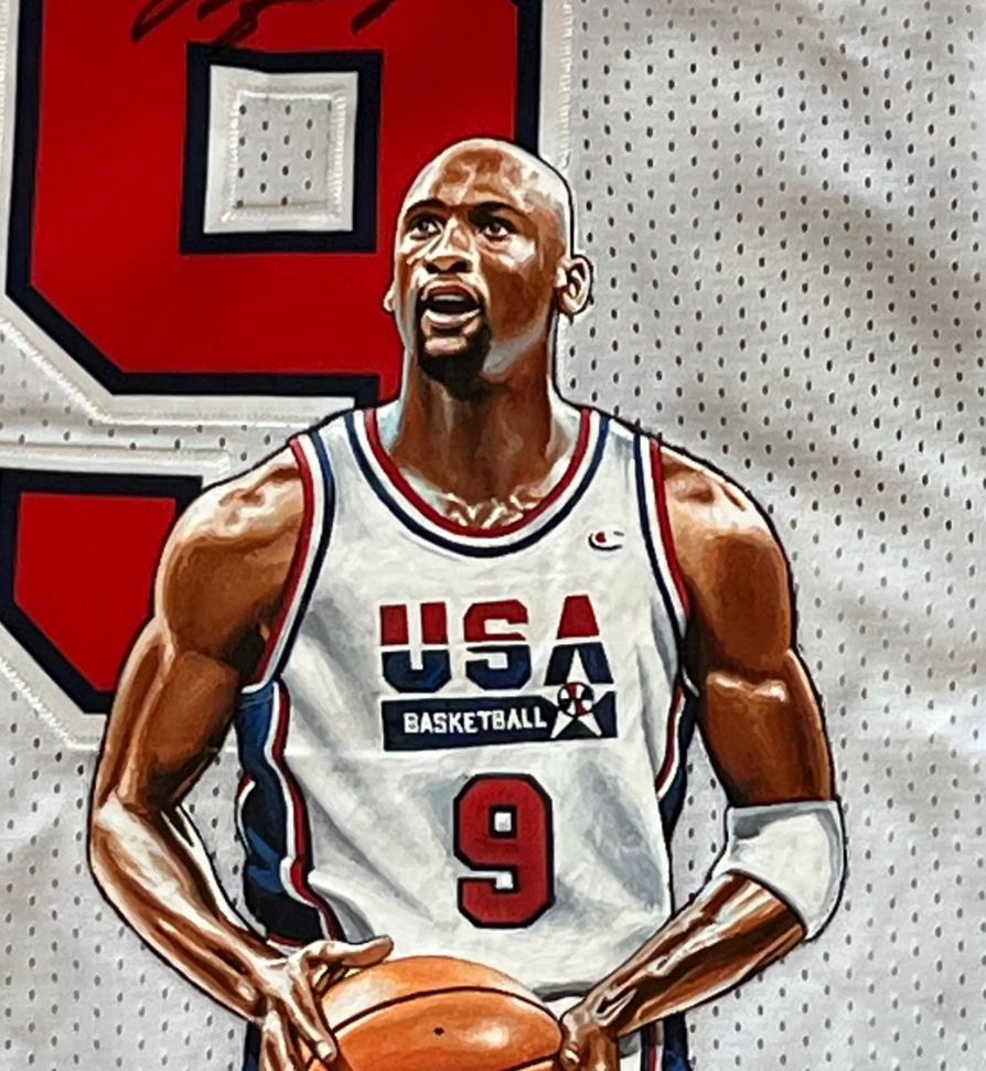 Michael Jordan Signed 1992 Olympic Dream Team Jersey with hand painted photo