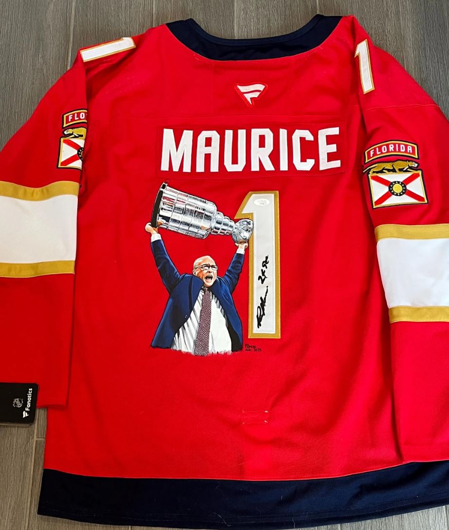 Paul Maurice Signed jersey with custom hand painted photo. JSA Certified