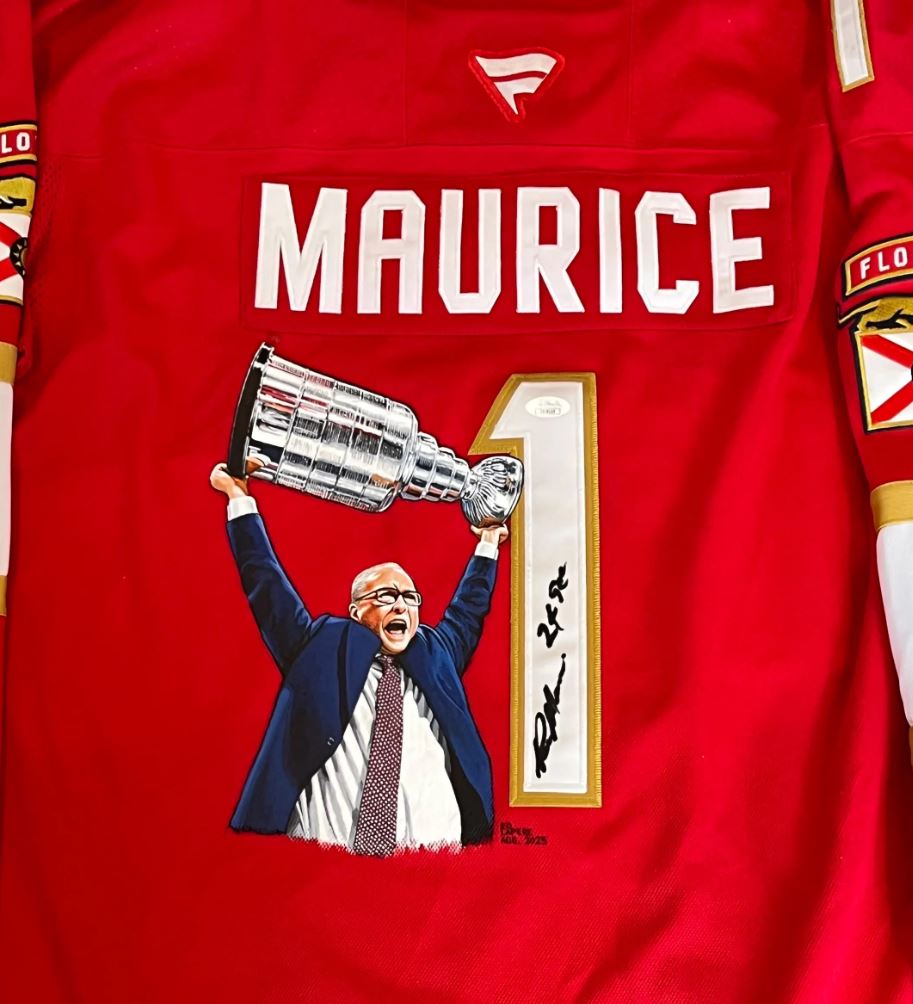 Paul Maurice Signed jersey with custom hand painted photo. JSA Certified