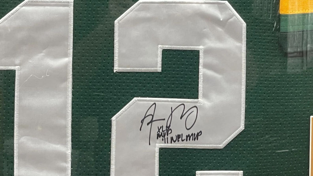 Aaron Rodgers Signed Green Packers Pro Authentic Jersey. Custom Framed