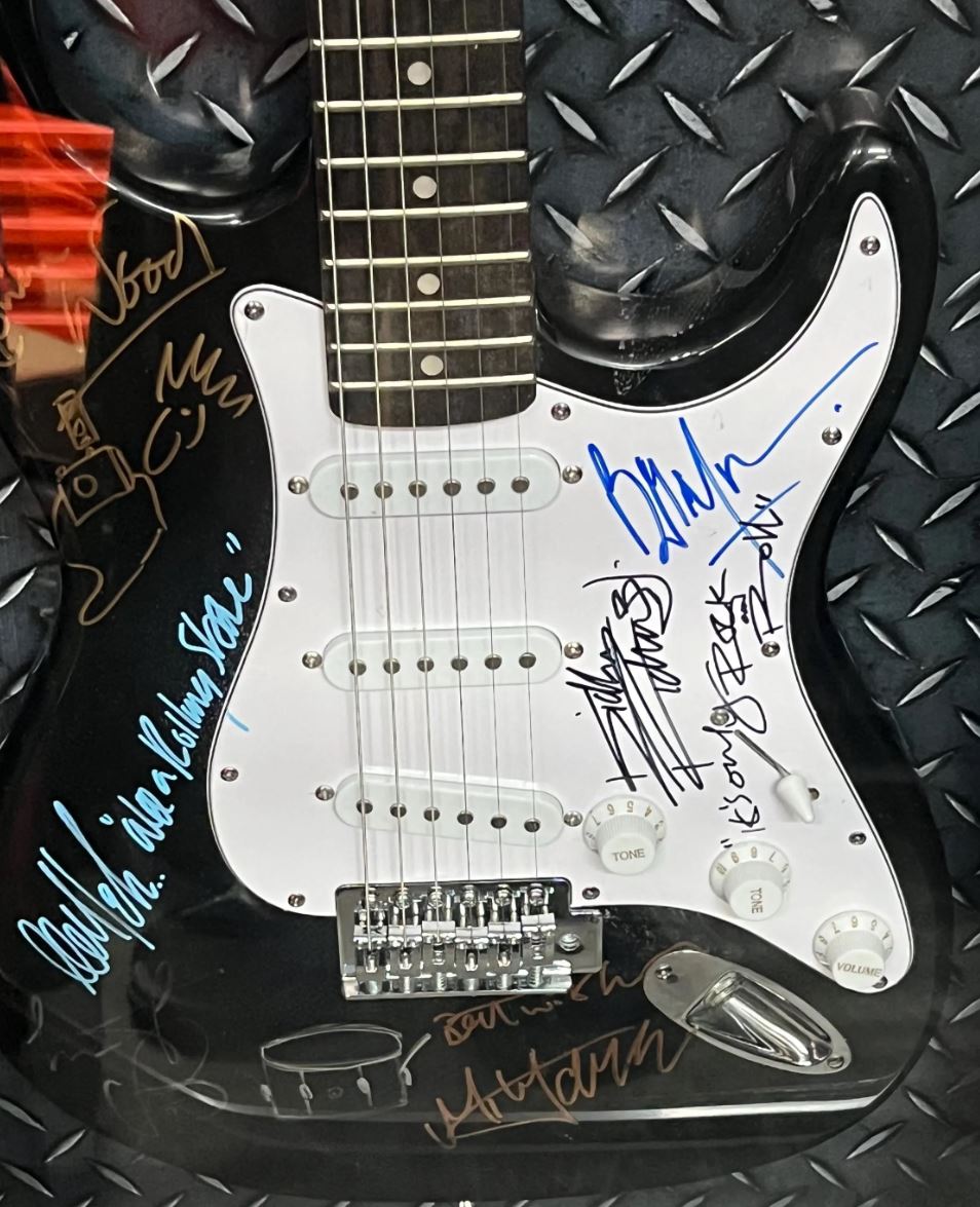 Rolling Stones Group Signed Guitar Shadowbox Framed