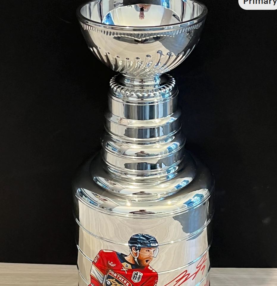 Sam Bennett Signed Replica Mini Stanley Cup with custom hand painted photo. JSA Certified