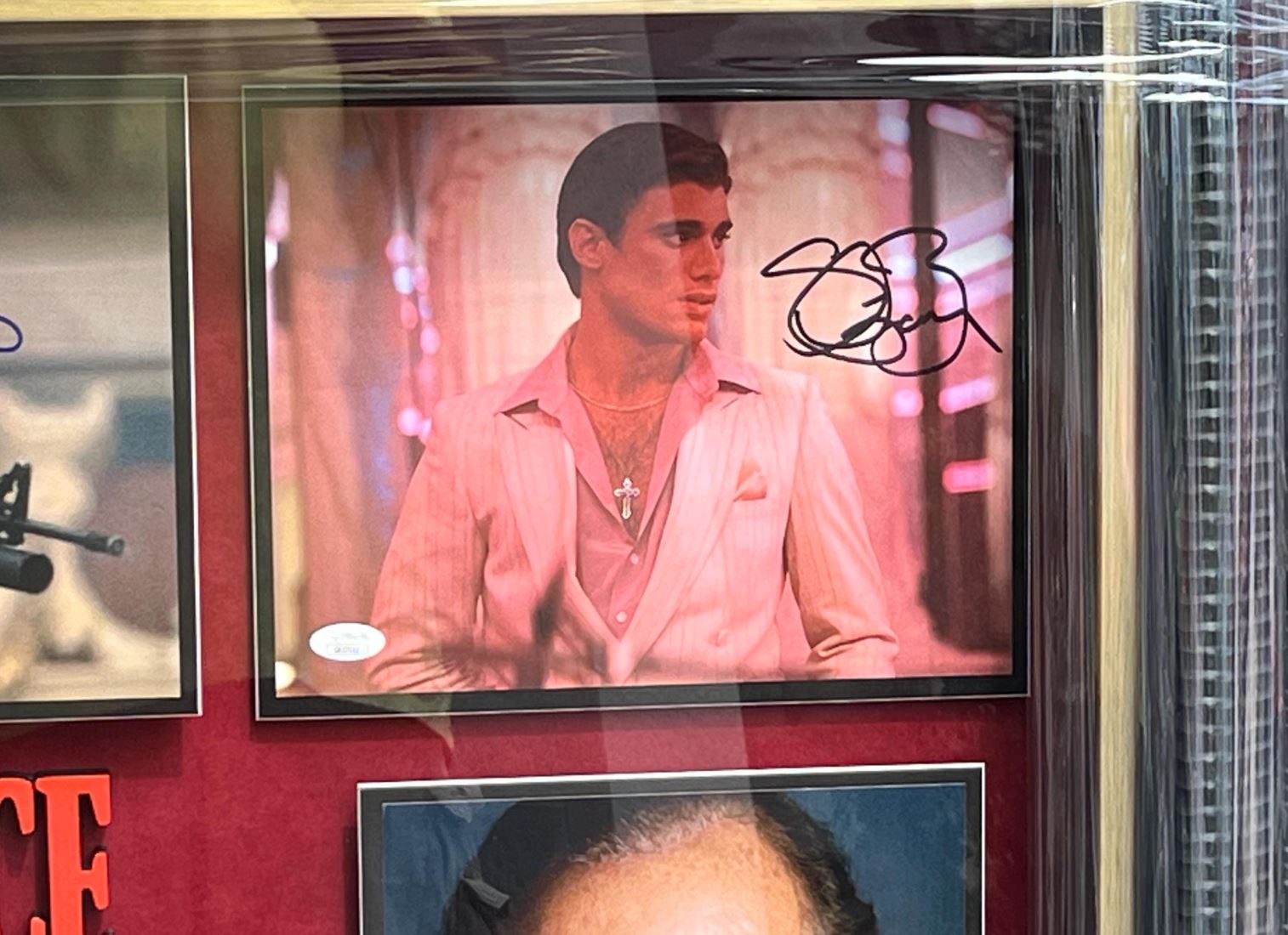Scarface Cast Signed Shadowbox Display with Prop Gun. Certifed signatures.