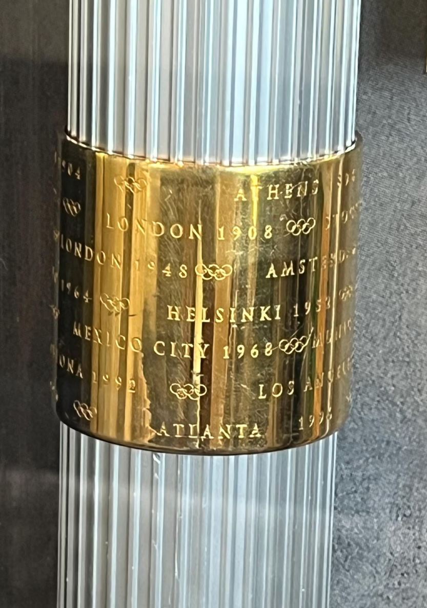 Muhammad Ali Signed Shadowbox Display featuring a 1996 Olympic Torch & Tickets