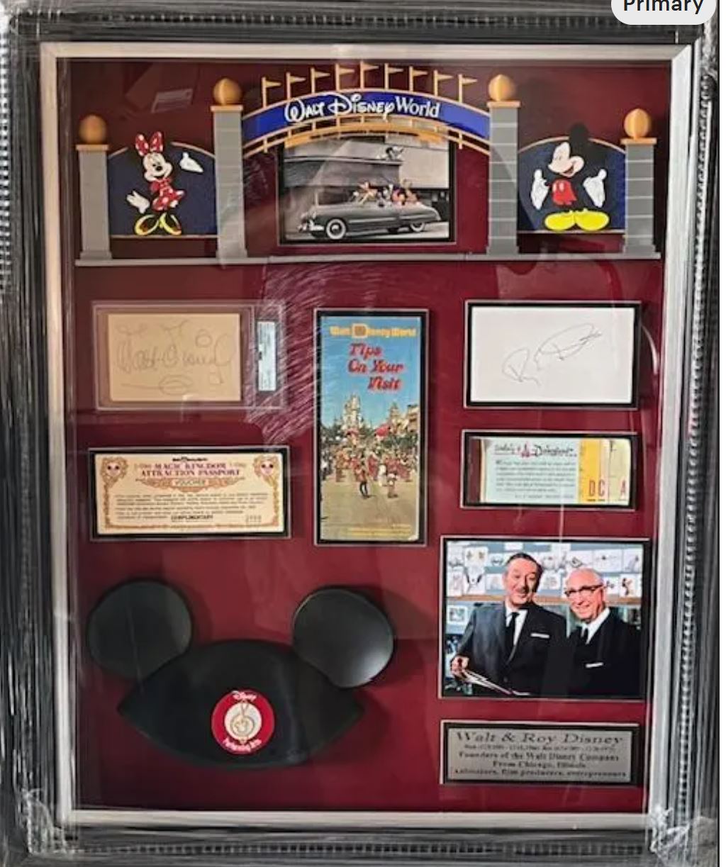 Walt & Roy Disney Signed Shadowbox Framed with Props Certified